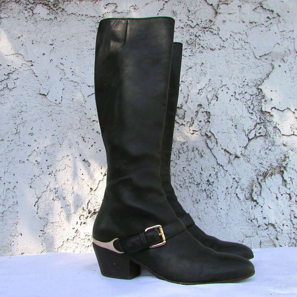 L'autre Chose Black Leather Boots 37.5